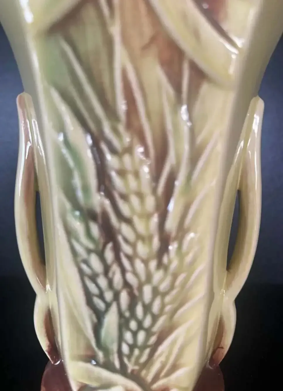 Vintage McCoy Wheat Vase Yellow, Brown, Green - 8.5